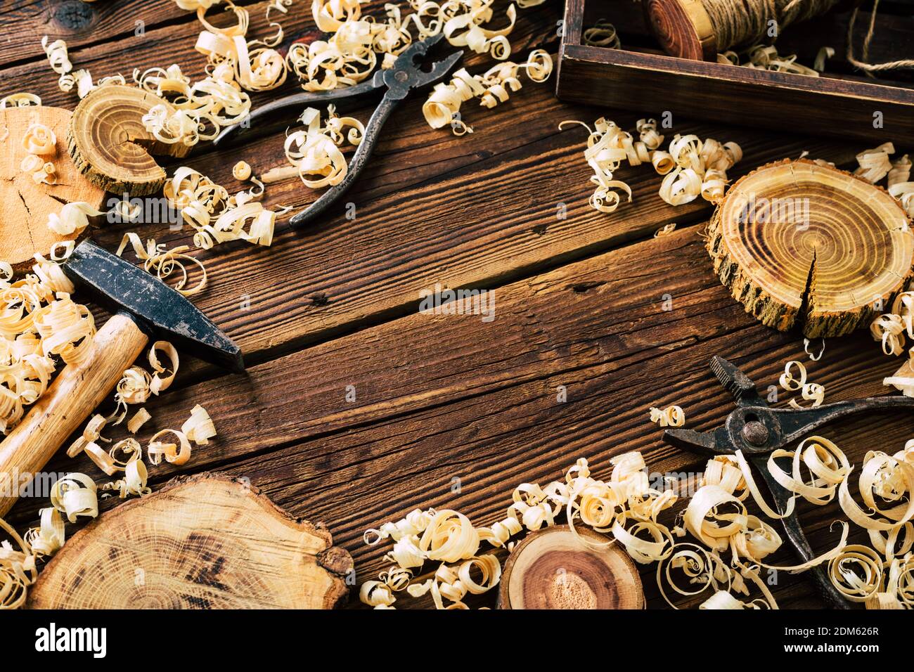 Do it Yourself wood. Woodworking DIY. Wood shavings and