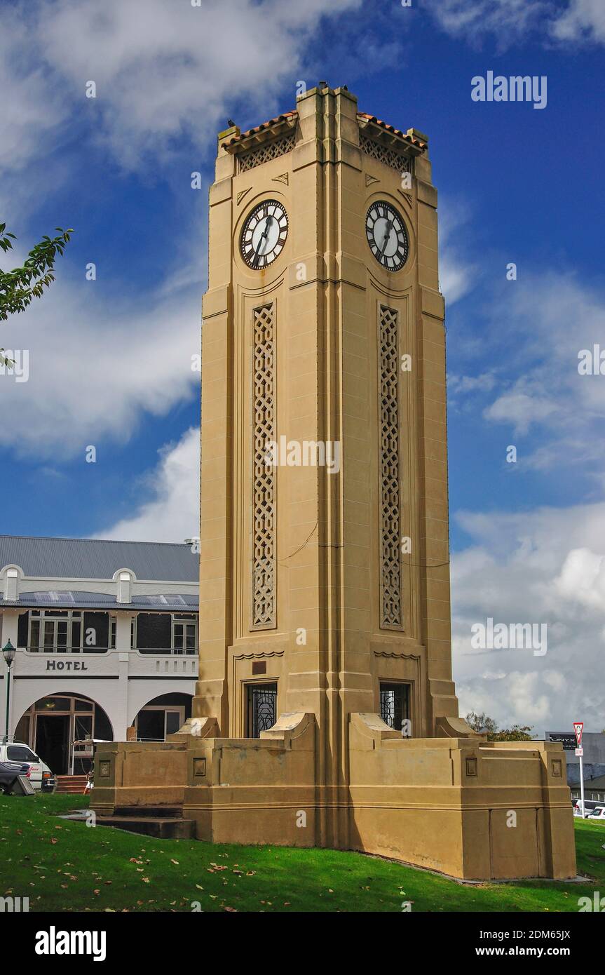 Clock Tower, Victoria Street, Cambridge, Waikato Region, North Island, New Zealand Stock Photo