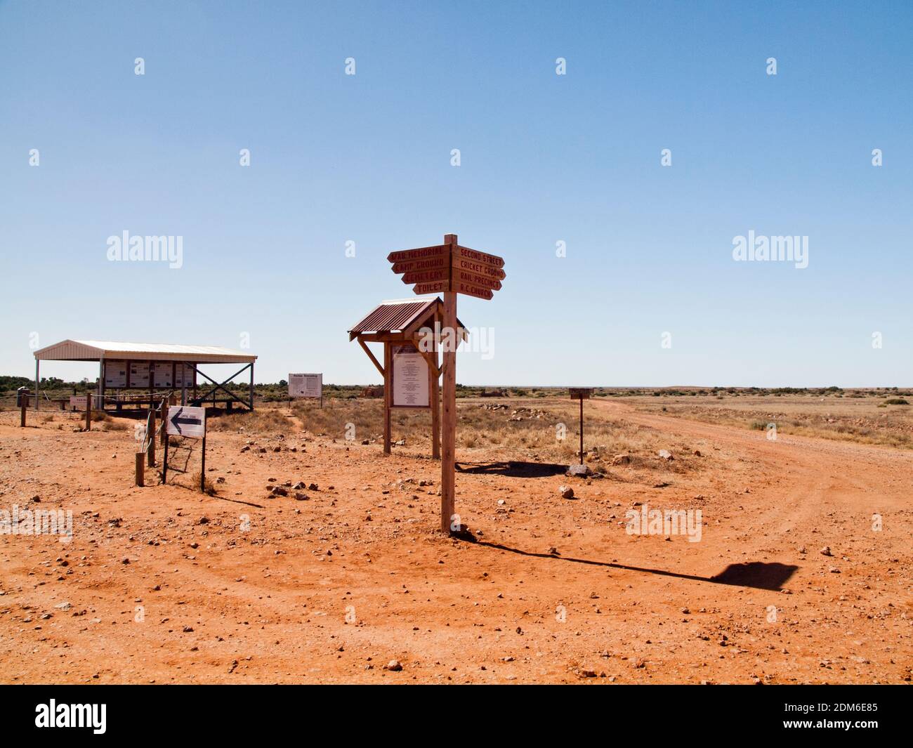 Signpost, Farina, Oodnadatta Track, South Australian outback. Stock Photo