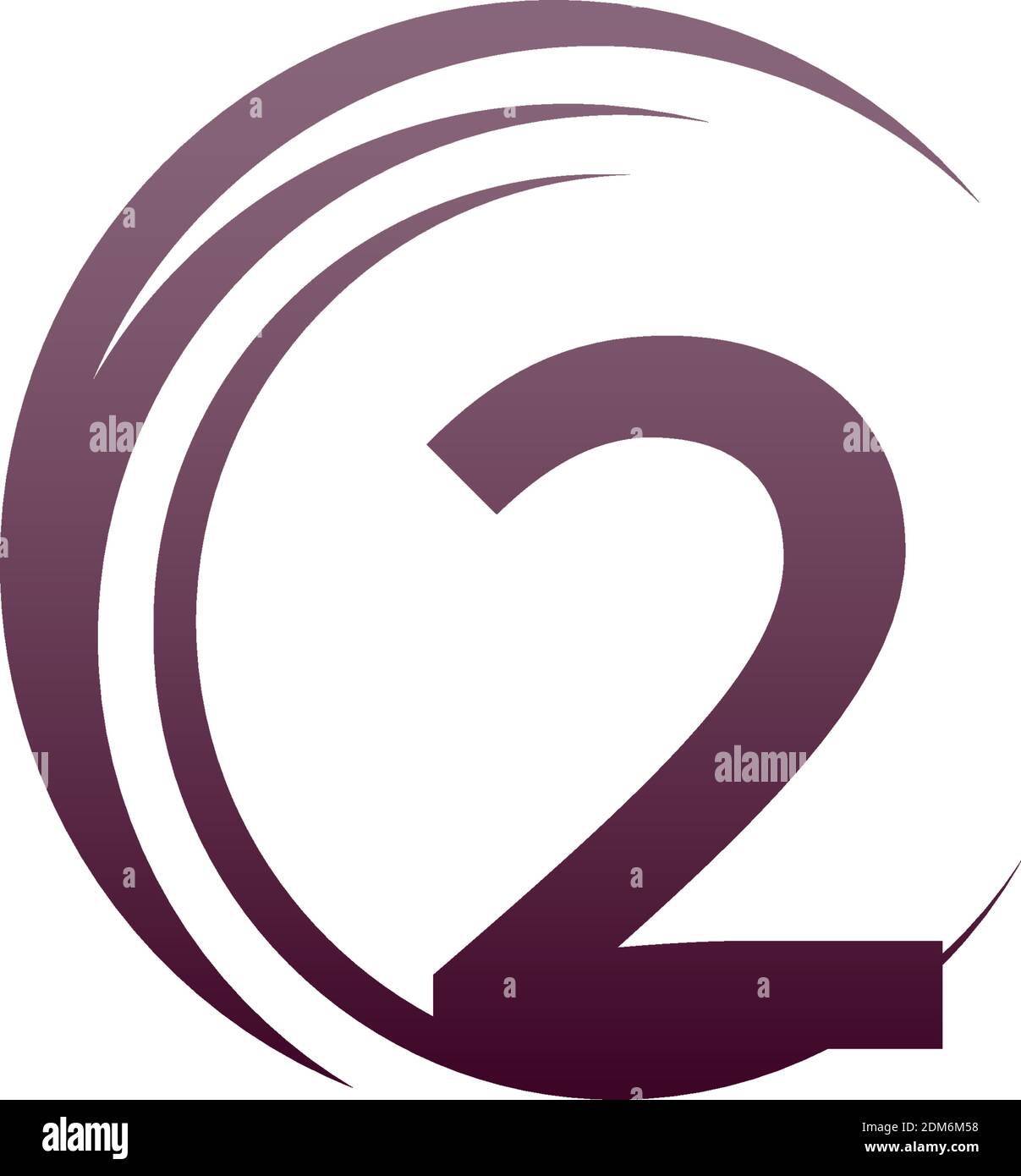Wave circle number 2 logo icon design illustration Stock Vector Image