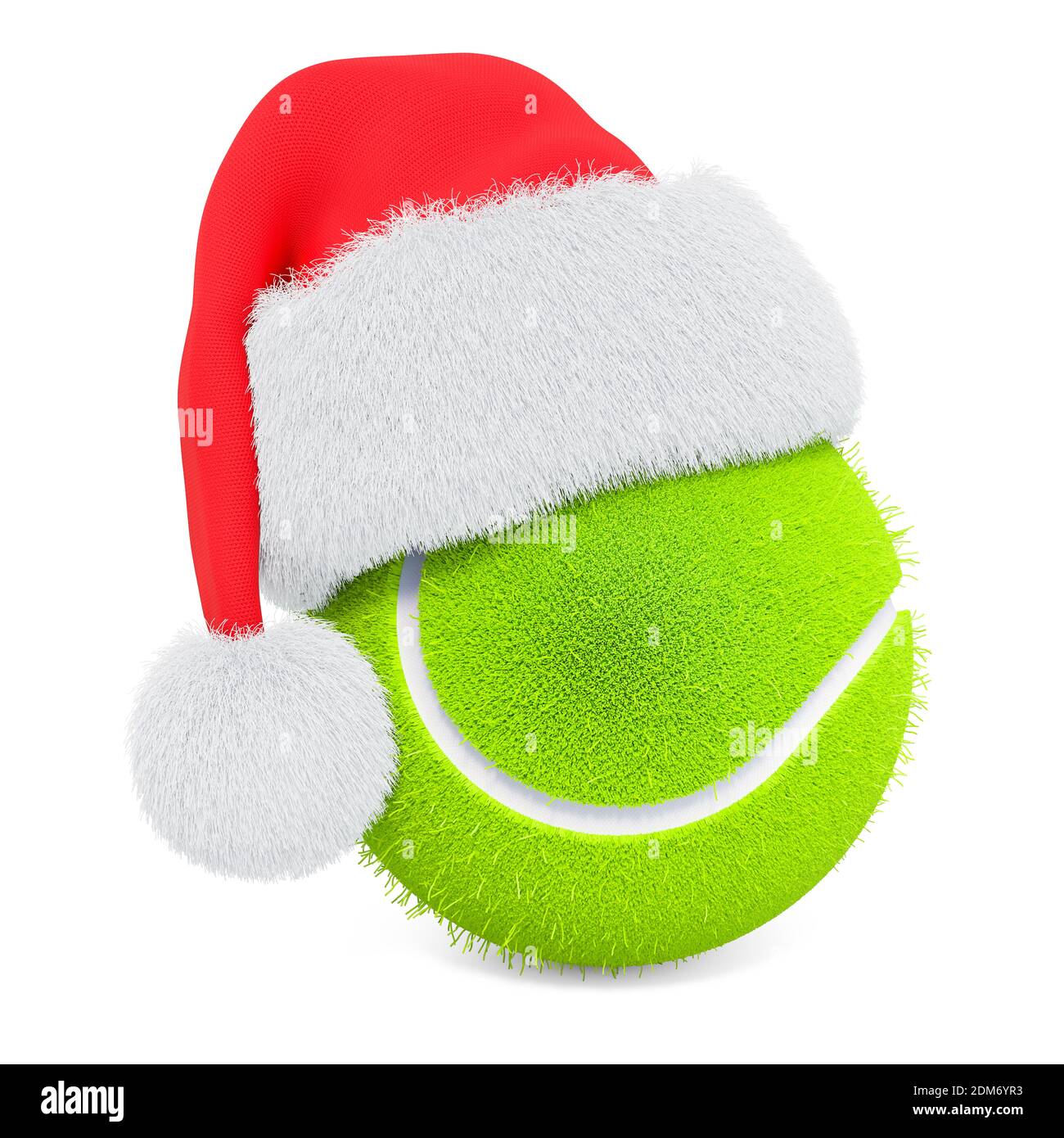 Tennis ball with Santa Claus red Christmas hat. 3D rendering isolated on  white background Stock Photo - Alamy