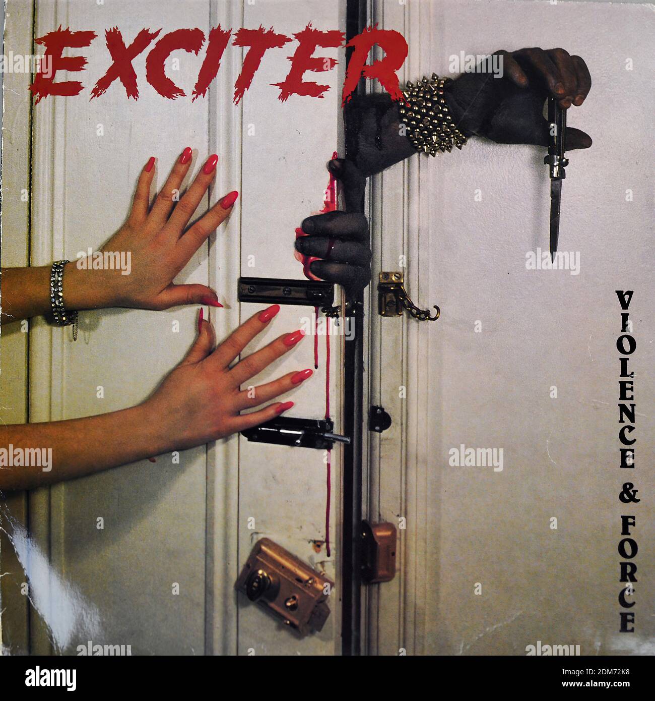 EXCITER Violence and force - Vintage vinyl album cover Stock Photo
