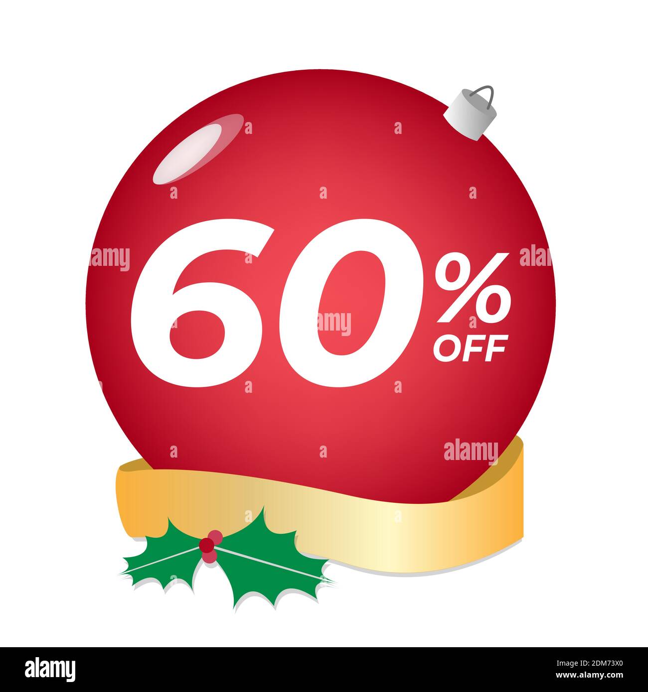 60 percent off. Sixty percent discount. Christmas sale banner. Red bubble  with ornaments on a white background vector Stock Vector Image & Art - Alamy