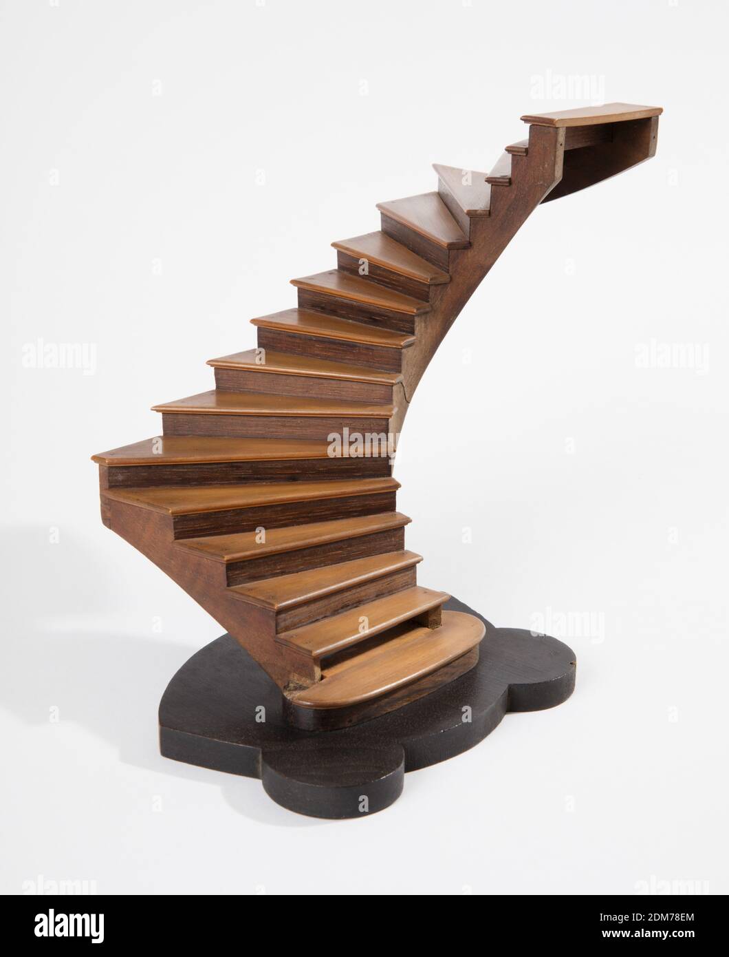 Staircase model, Planed and joined wood, Rectilinear staircase model on shaped base., France, ca. 1880, models and prototypes, Decorative Arts, Staircase model Stock Photo