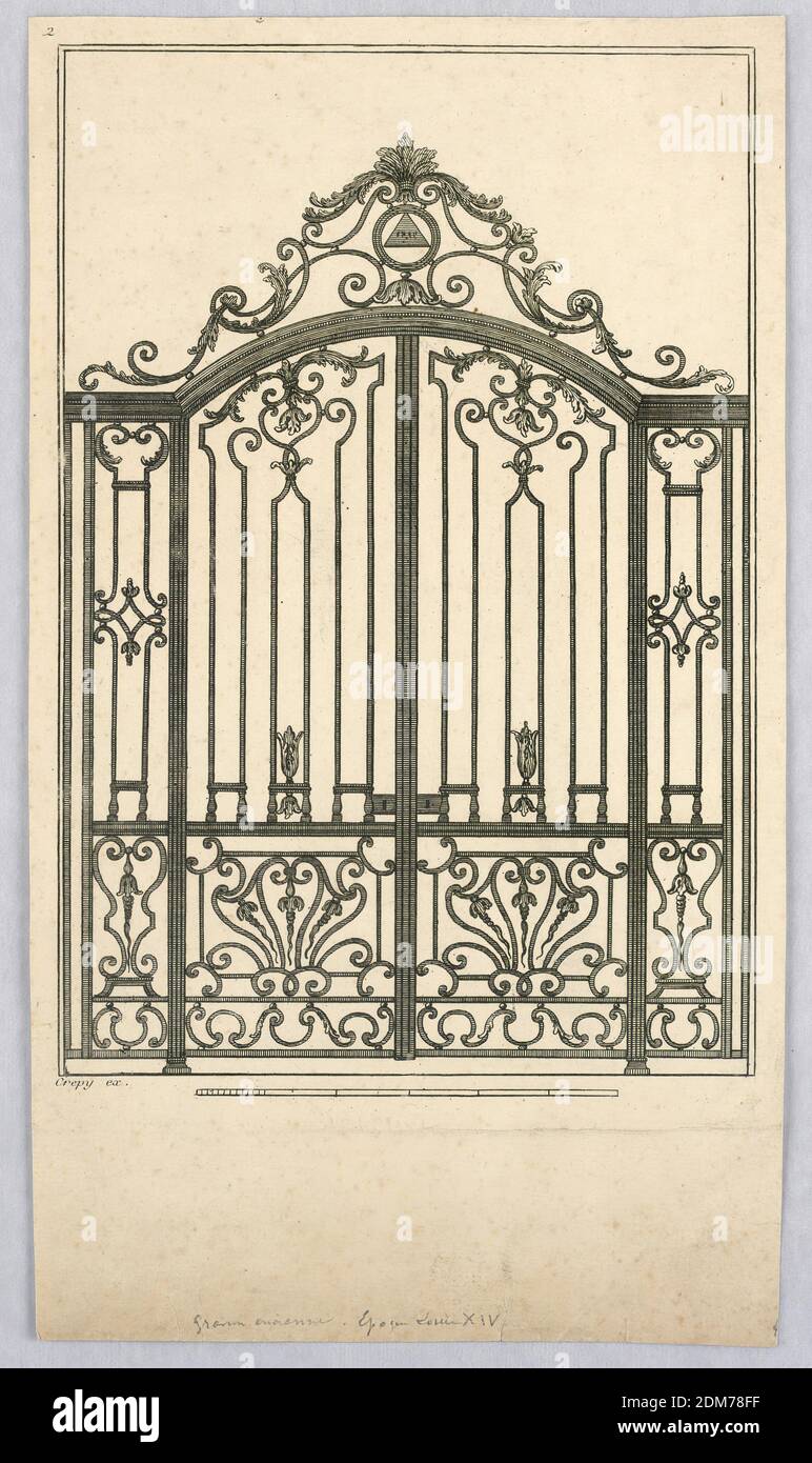 Design for Iron Gate, Crepy, Engraving on paper, Europe, France or Italy, 18th century, Print Stock Photo