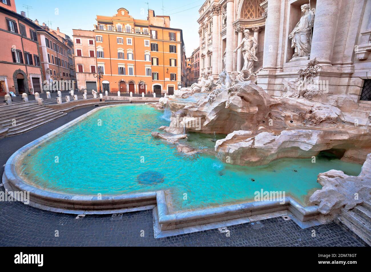 Eternal city of Rome. Trevi fountain in Rome view, the most beautiful