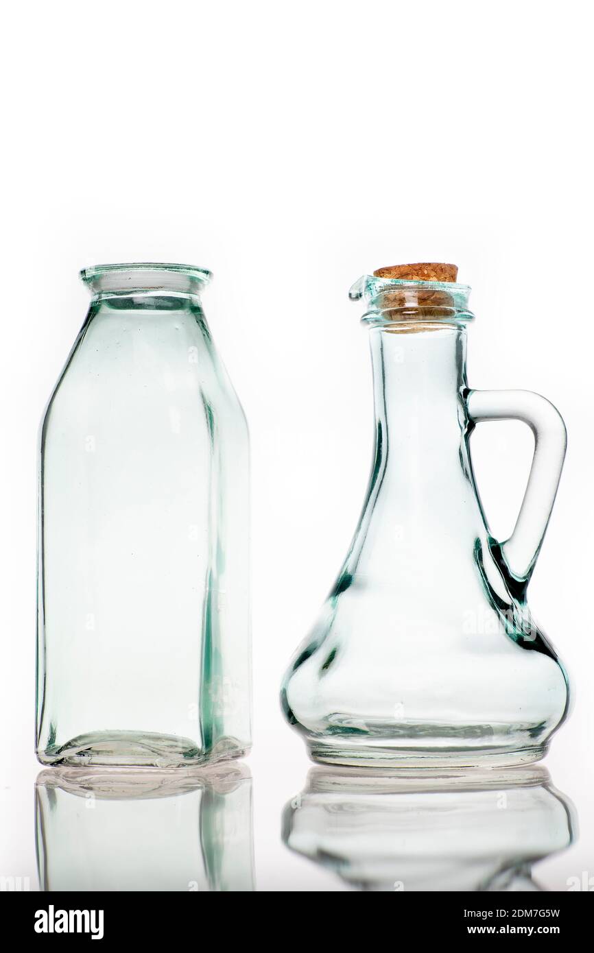 Glass bottles for storing cooking oil. Container used in the home