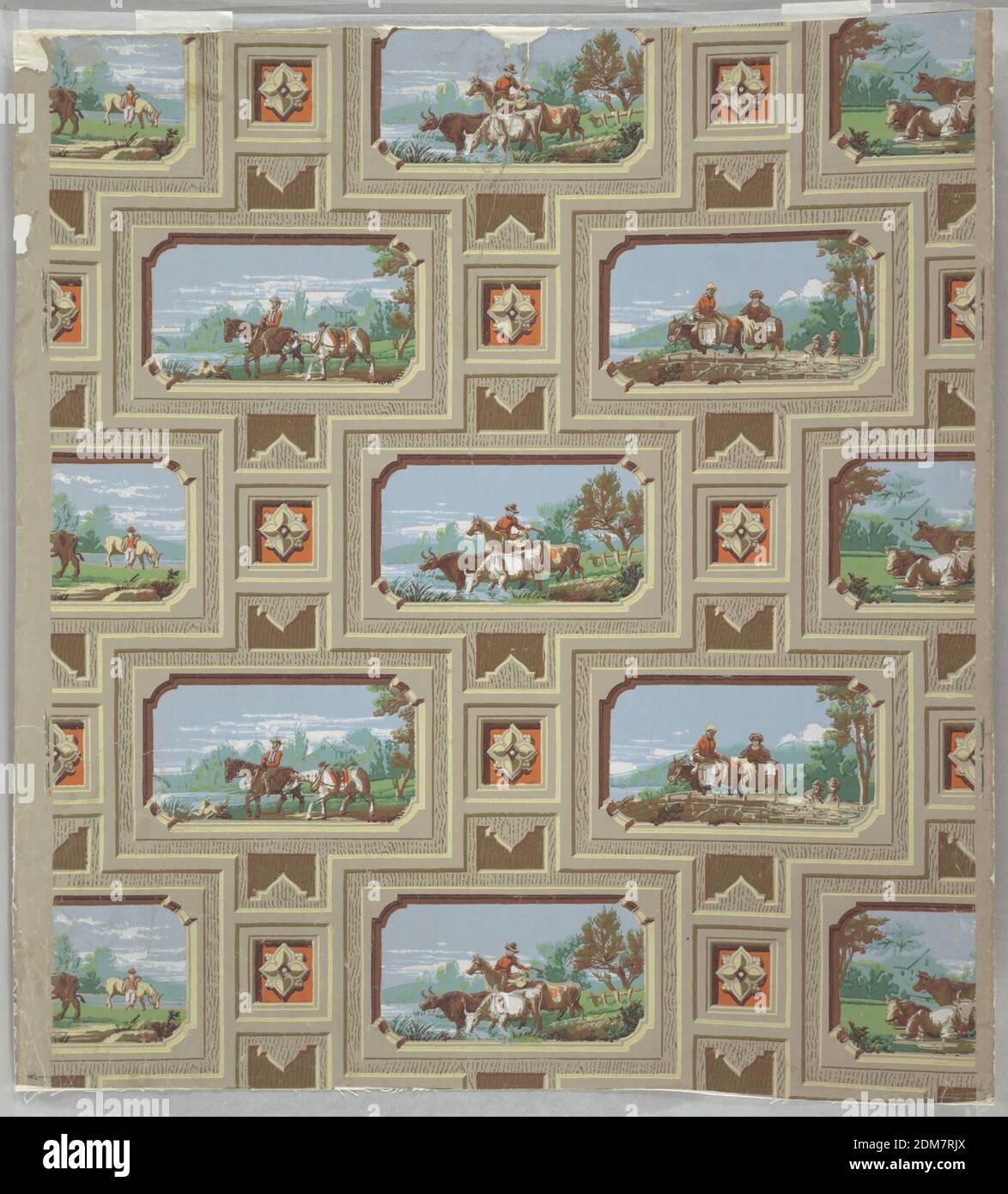 Four rectangular landscapes depicting pastoral scenes hi-res stock ...