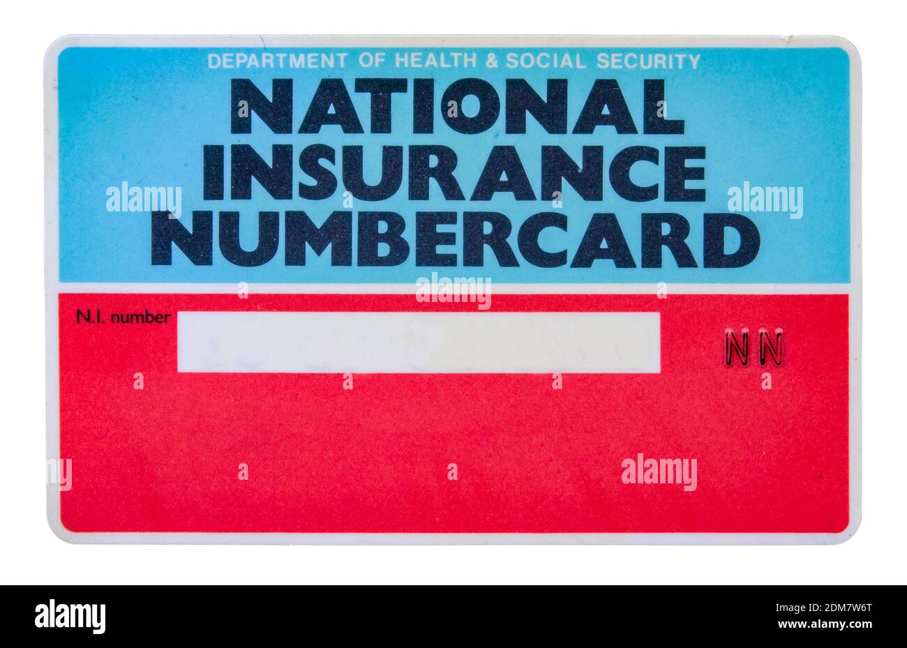 Isolated Grungy Old British National Insurance Card (Blank) Stock Photo