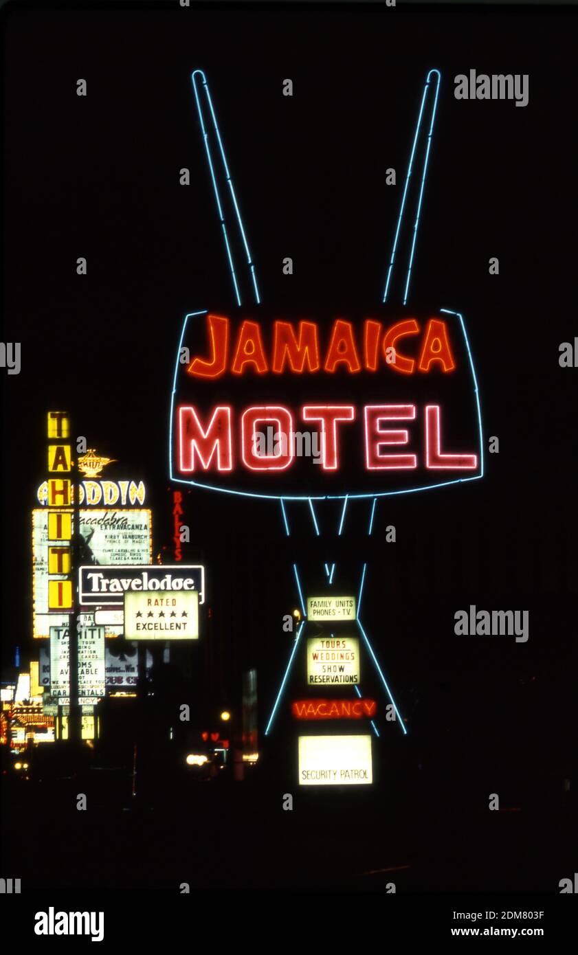 Neon sign for Jamaica Hotel in Las Vegas, Nevada Stock Photo Alamy