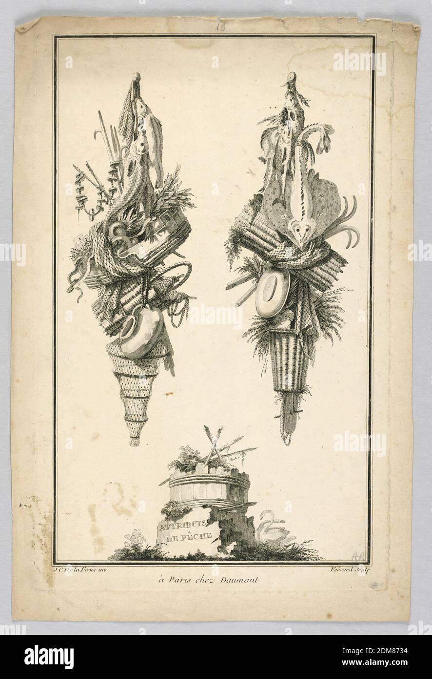 Trophies with Attributes of Fishing, Jean-Charles Delafosse, French,  1734–1791, Étienne Fessard, French, 1714–1777, Etching on Paper, Trophies  with attributes of fishing., France, 1734–89, Print Stock Photo - Alamy