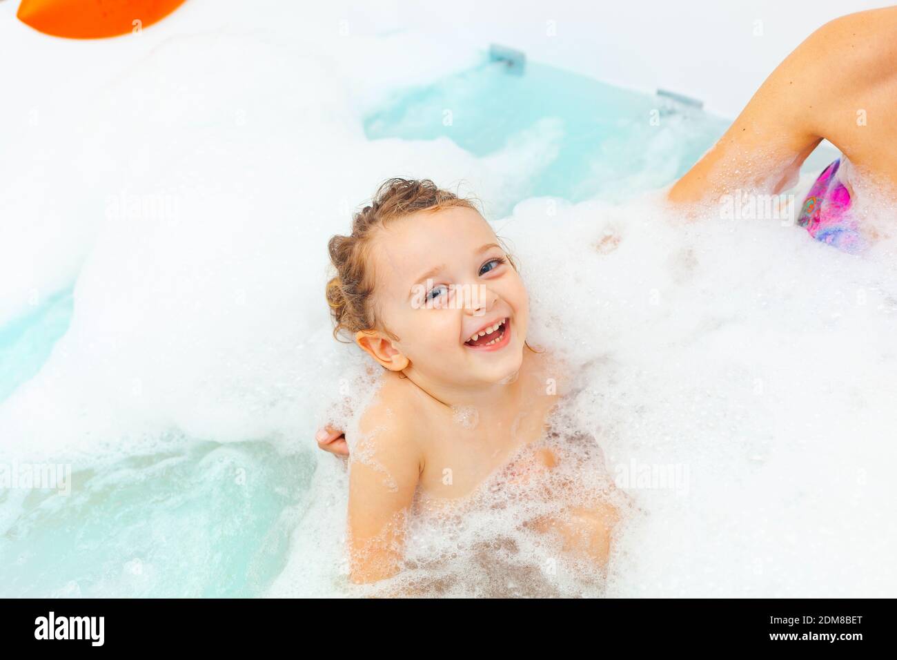 Smiling Girl In Bathtub Stock Photo Alamy