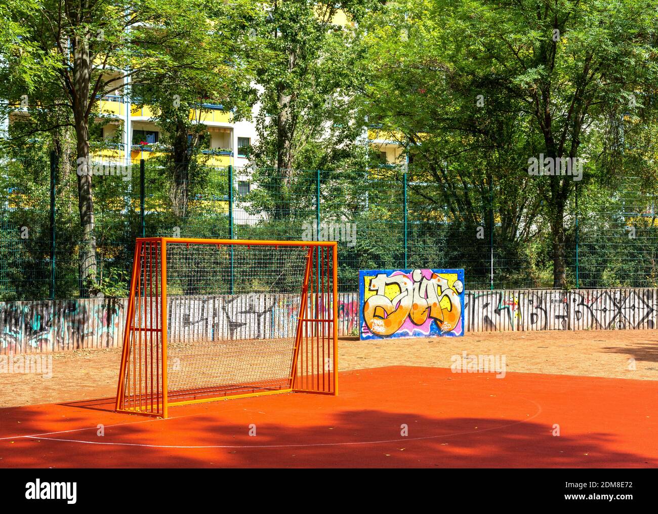 Orange Football Goal On A Playground Stock Photo