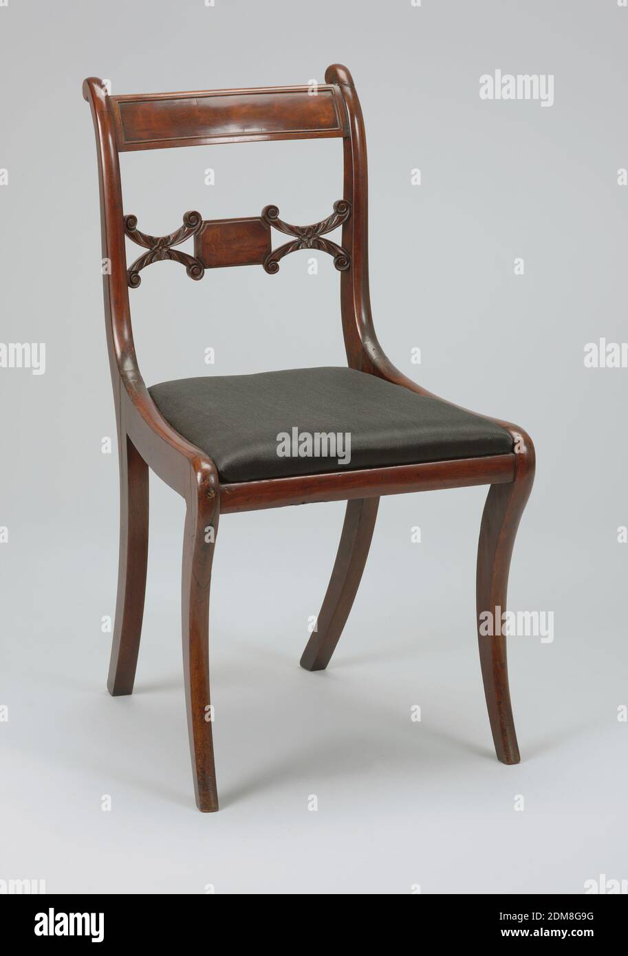 Side chair and slip seat, mahogany,poplar,horse hair, USA, ca. 1820, furniture, Decorative Arts, Side chair and slip seat Stock Photo