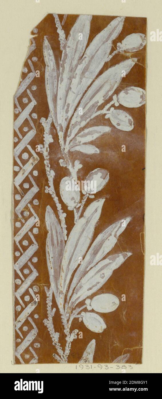 Floral field and border, White on glazed paper, France, 1780–1815 ...