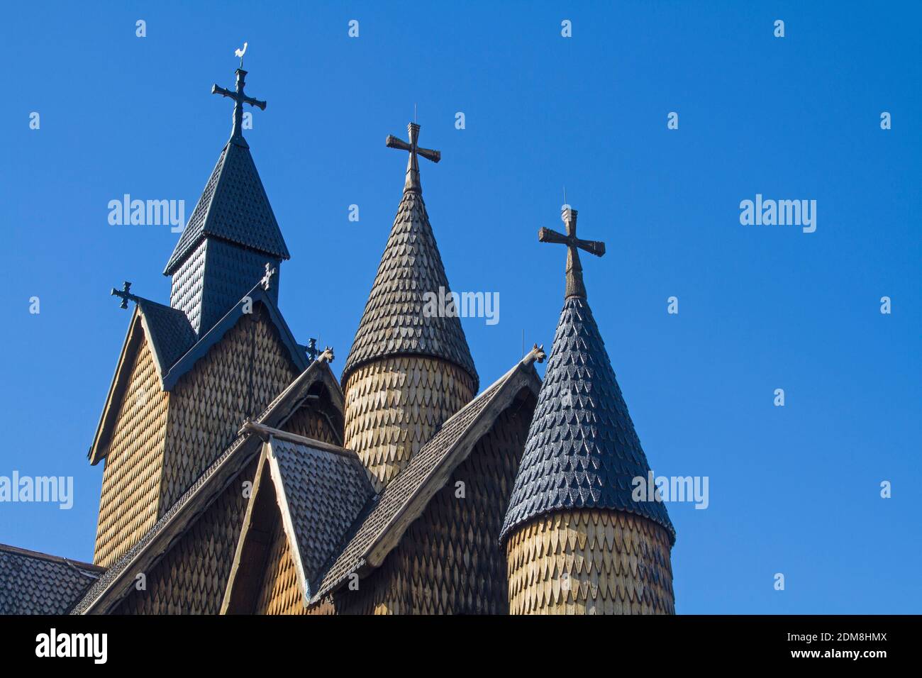 The Heddal Stave Church Is Around 26 Meters High, The Largest Of Its Kind In Norway. At Around 26 Meters, The Heddal Stave Church Is The Largest Of It Stock Photo