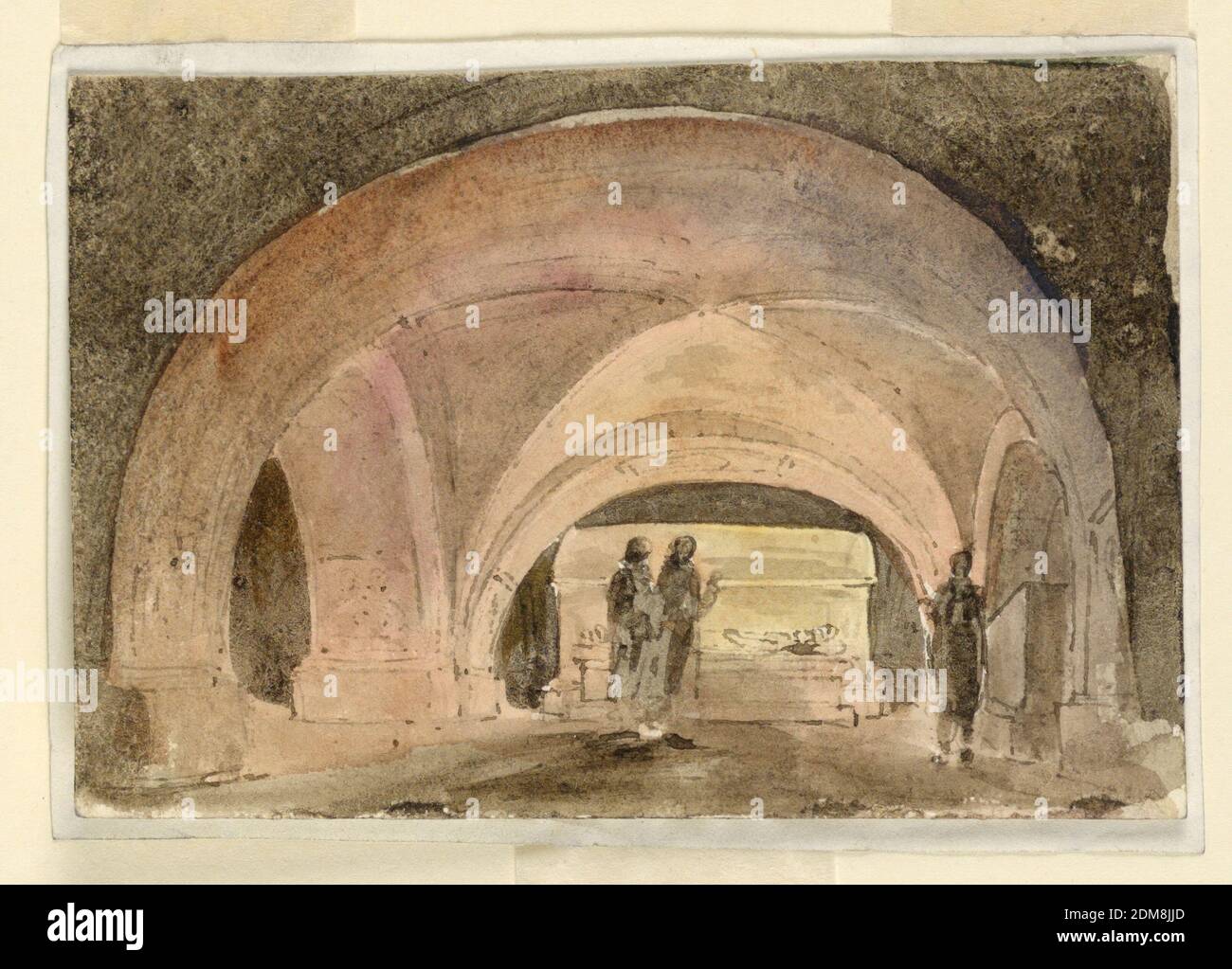 Stage Design, Crypt with Sarcophagus, Pen and sepia in, brush and wash ...