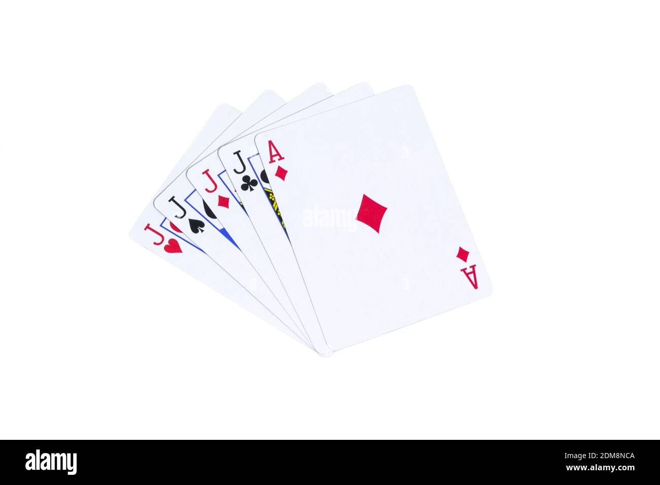 Playing Cards A Four Of A Kind In A Poker Game Stock Photo Alamy