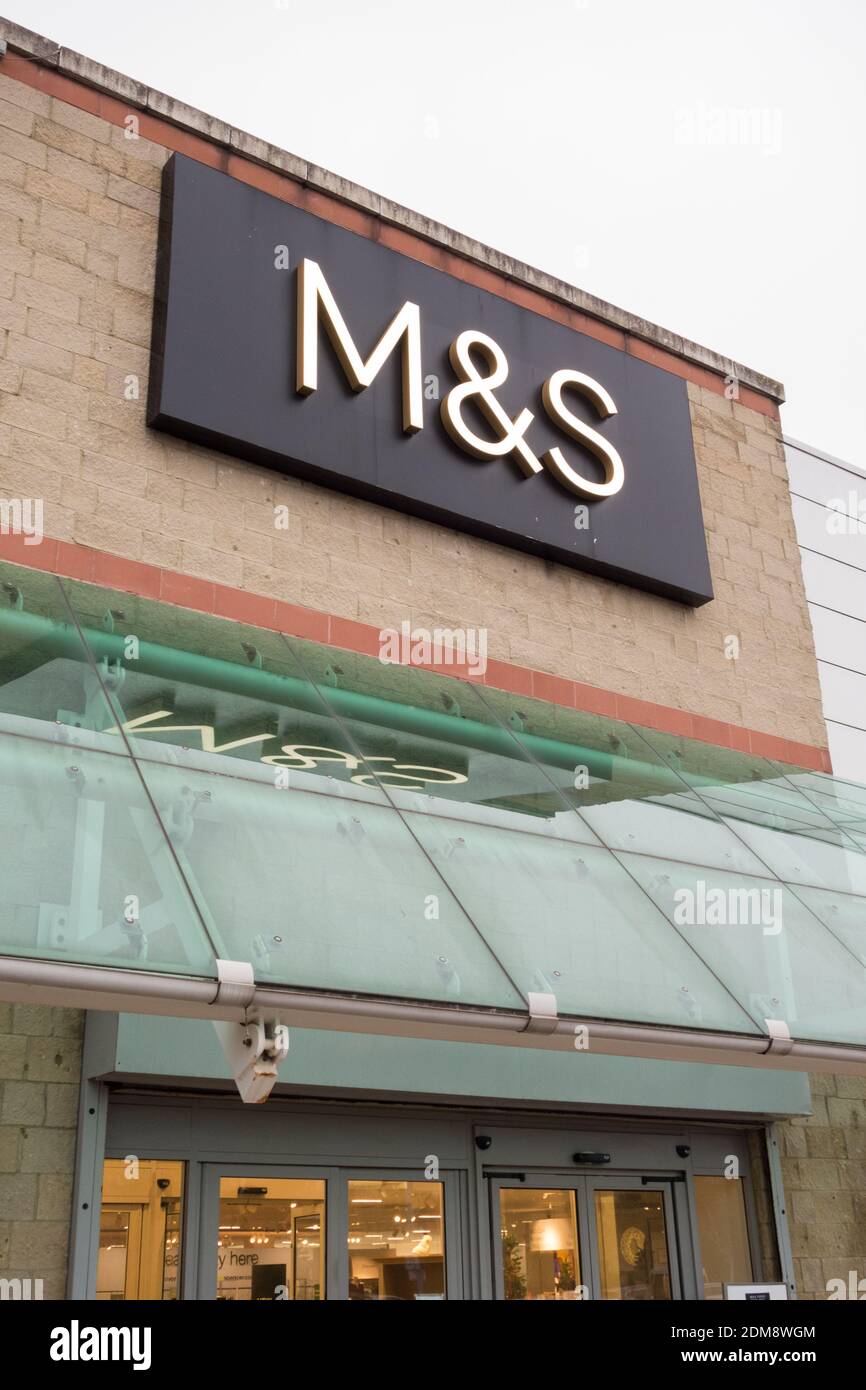 Signage above the entrance to M&S Store at Kew Retail Park, Richmond, Surrey, London, TW9, UK. Stock Photo