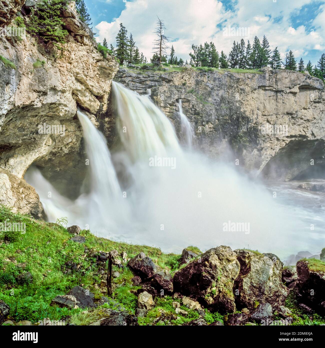waterfall at boulder river natural bridge falls near big timber