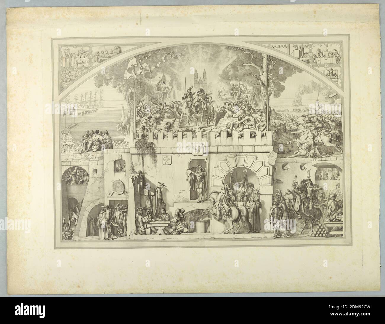 Historical Subject With Battles, Julius Caesar Thaeter, German, 1804 - 1870, Engraving on paper, Europe, Print Stock Photo
