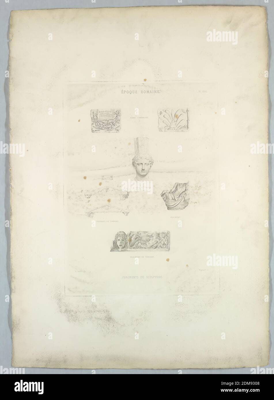 Fragments of Roman Sculpture, A. Lenoir, Nicolas Francois Regnault, French, 1746 - ca. 1810, Engraving on paper, France, Europe, 18th century, Print Stock Photo
