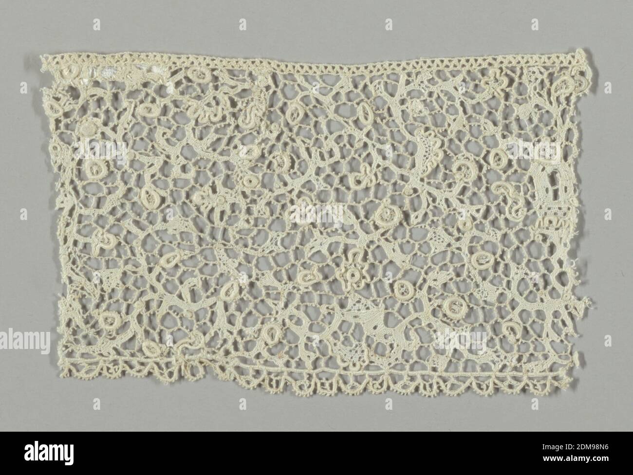 Band, Medium: linen Technique: needle lace with ground of loop and twist  with twist return, Fragment
