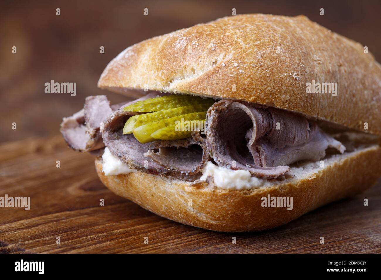 Roast Pork In A Bun Stock Photo