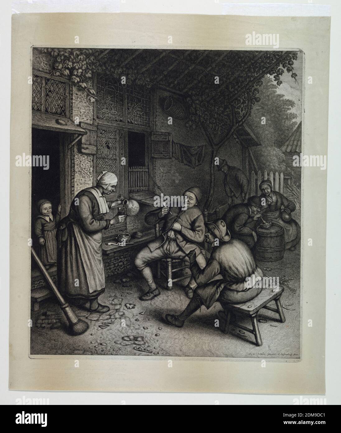 The Big Boom Peasants Under A Vine Trellis Jonas Suyderhoef Dutch Ca 1613 1686 Adriaen Van Ostade Netherlandish 1610 1685 Etching On Paper An Outdoor Scene In Front Of A Tavern