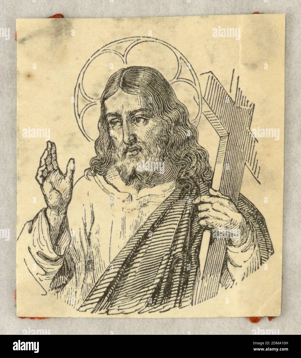Christ, Wood engraving on paper, Half figure; holding the crown in the left arm and