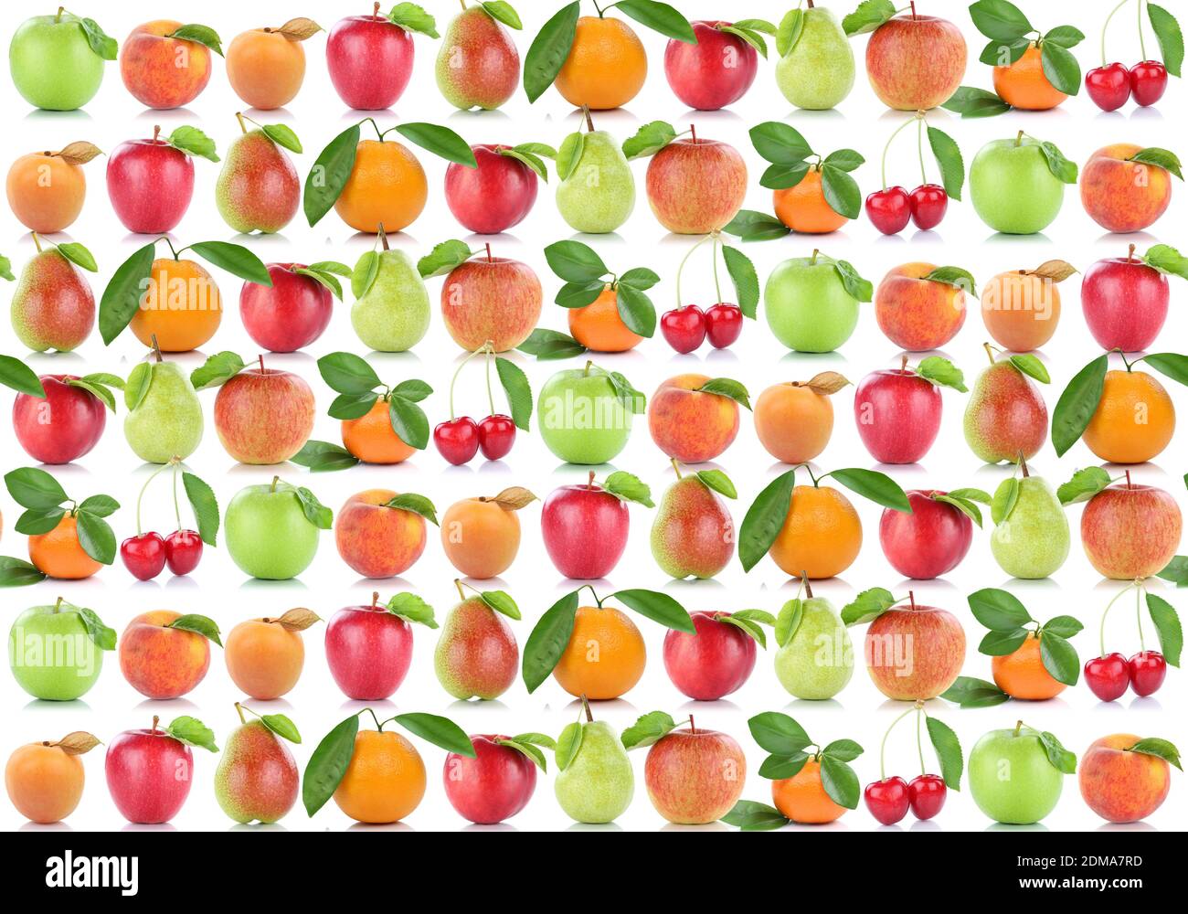 Früchte Hintergrund Apfel Orange Frucht Äpfel Aprikose Orangen Kirschen Birne Obst Stock Photo