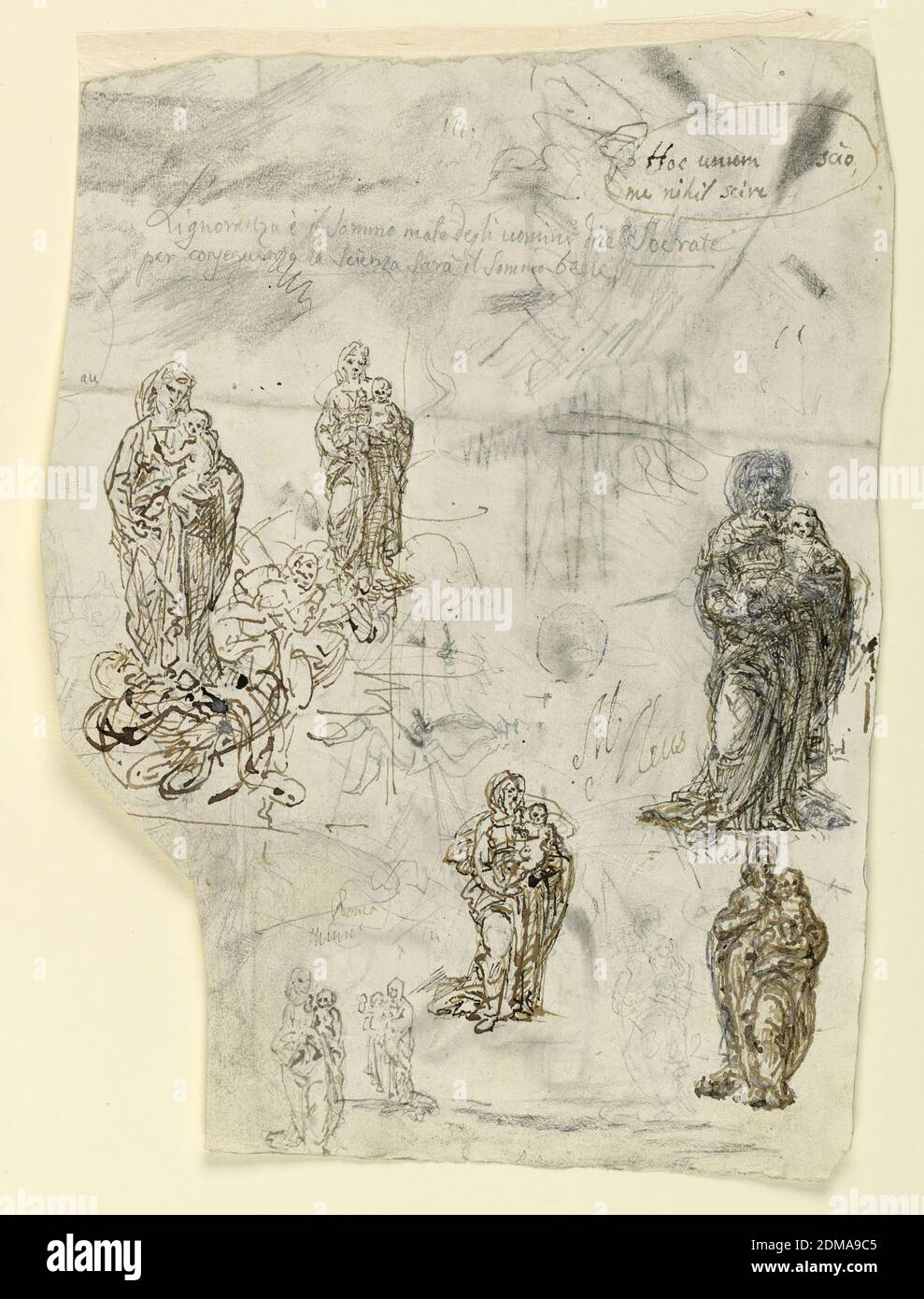 Sketches, Virgin and Child, Fortunato Duranti, Italian, 1787 - 1863, Pen and ink, graphite on paper, Various sketches depicting the Virgin and Child., Rome, Italy, 1820–1850, Drawing Stock Photo