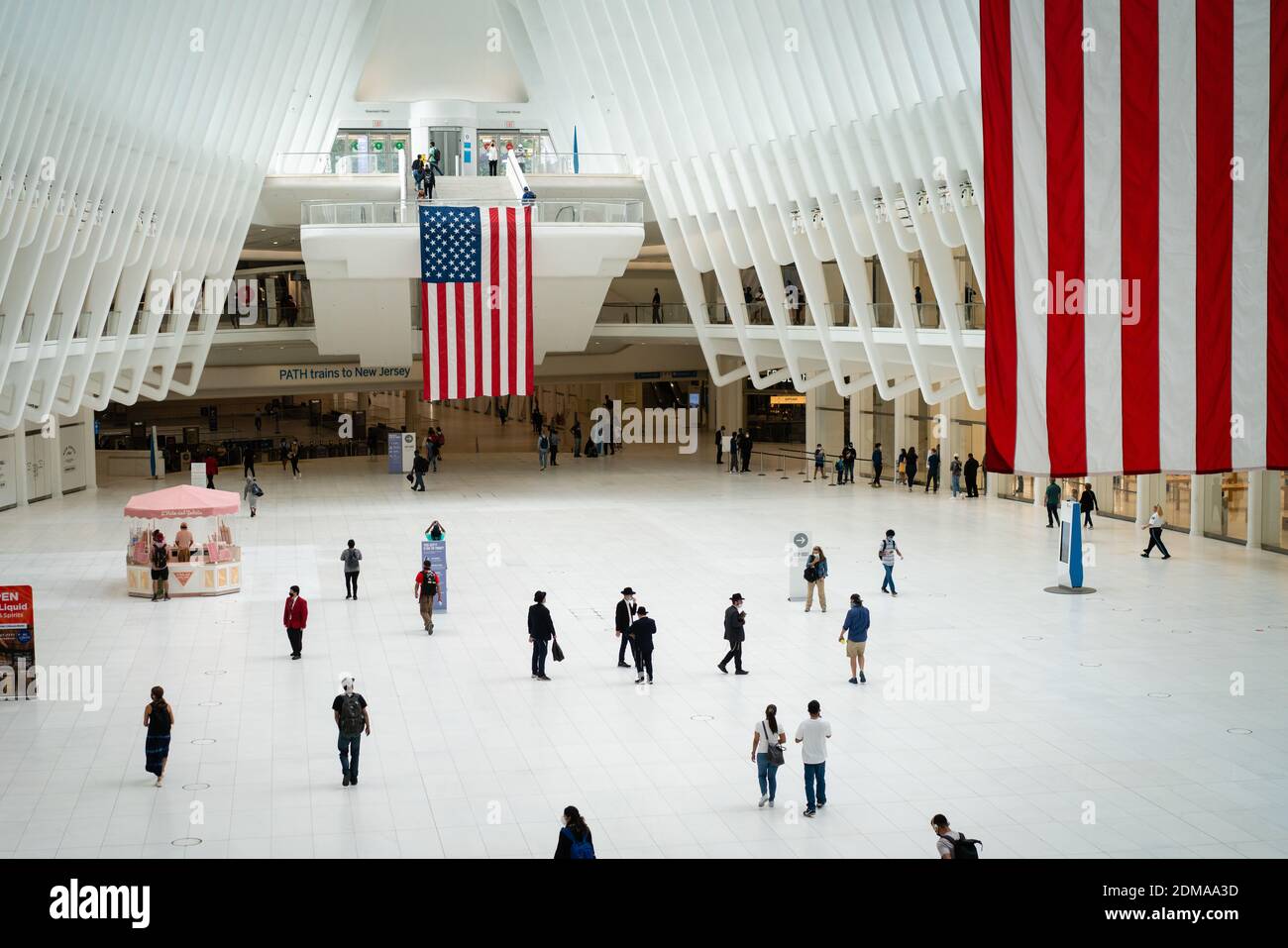NEW YORK, UNITED STATES - Sep 12, 2020: The Westfield World Trade Center shopping plaza in lower Manhattan on the anniversary of the 9/11 attacks. Stock Photo