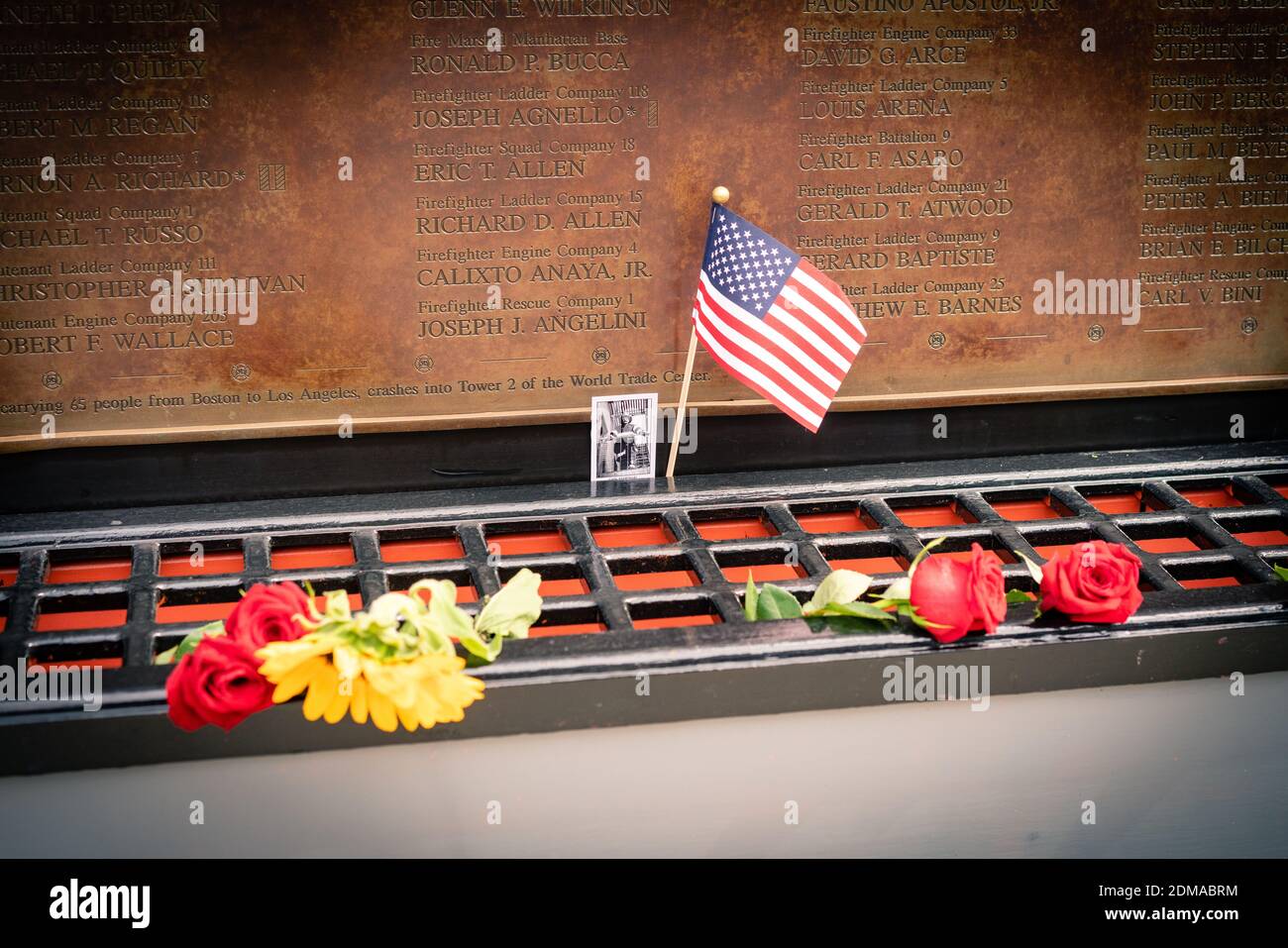 NEW YORK, UNITED STATES - Sep 12, 2020: Memorials for victims of the 9/11 terror attacks on the 2020 anniversary of the attacks Stock Photo