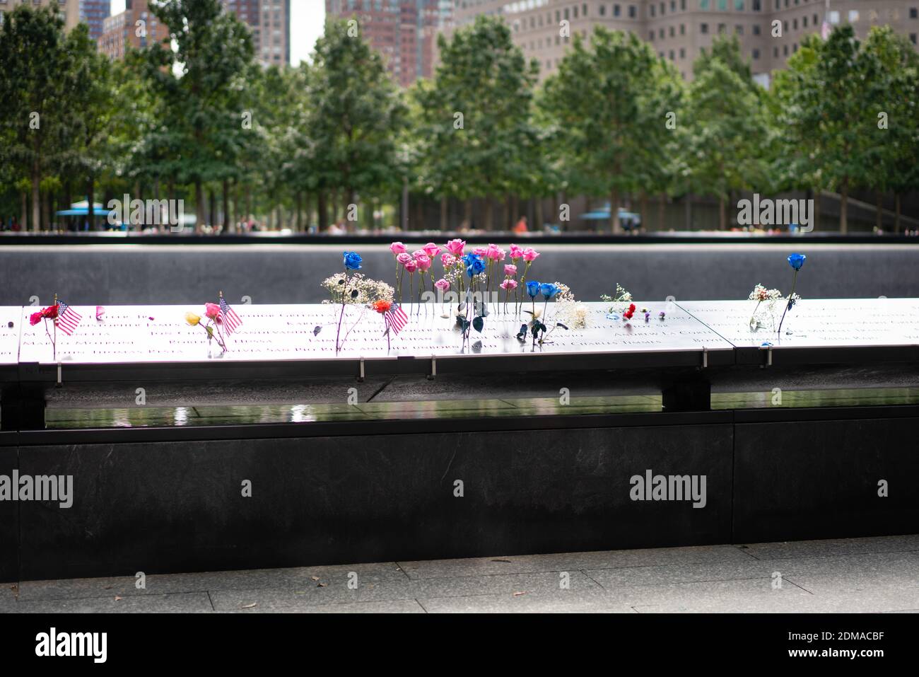 NEW YORK, UNITED STATES - Sep 12, 2020: Memorials for victims of the 9/11 terror attacks on the 2020 anniversary of the attacks Stock Photo