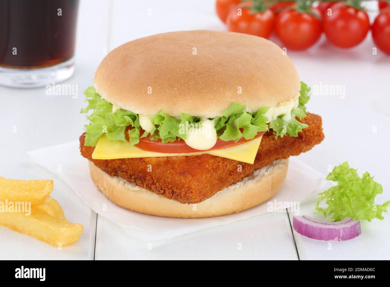 Fischburger Fisch Burger Backfisch Hamburger Menu Menü Menue Cola ...