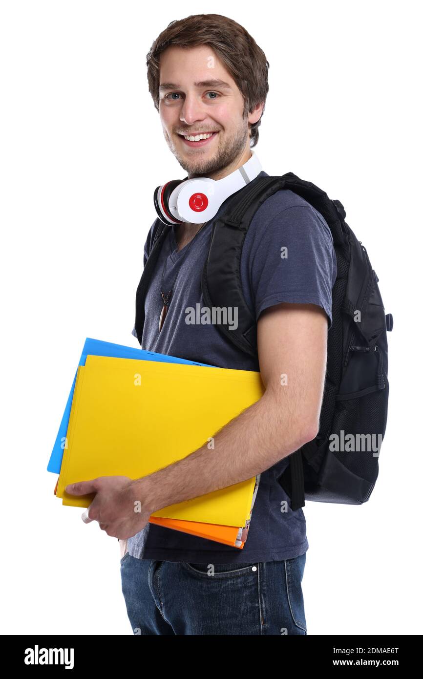 Student lachen Jugendlicher Freisteller freigestellt auf weissem Hintergrund Stock Photo
