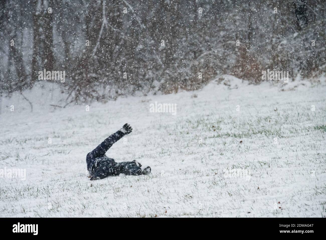 Philadelphia, Pennsylvania, USA. 16th Dec, 2020. Local Germantown youth play in the snow in a neighborhood park as Philadelphians brace for the first major snow storm in over 1000 days. Credit: Christopher Evens/ZUMA Wire/Alamy Live News Stock Photo