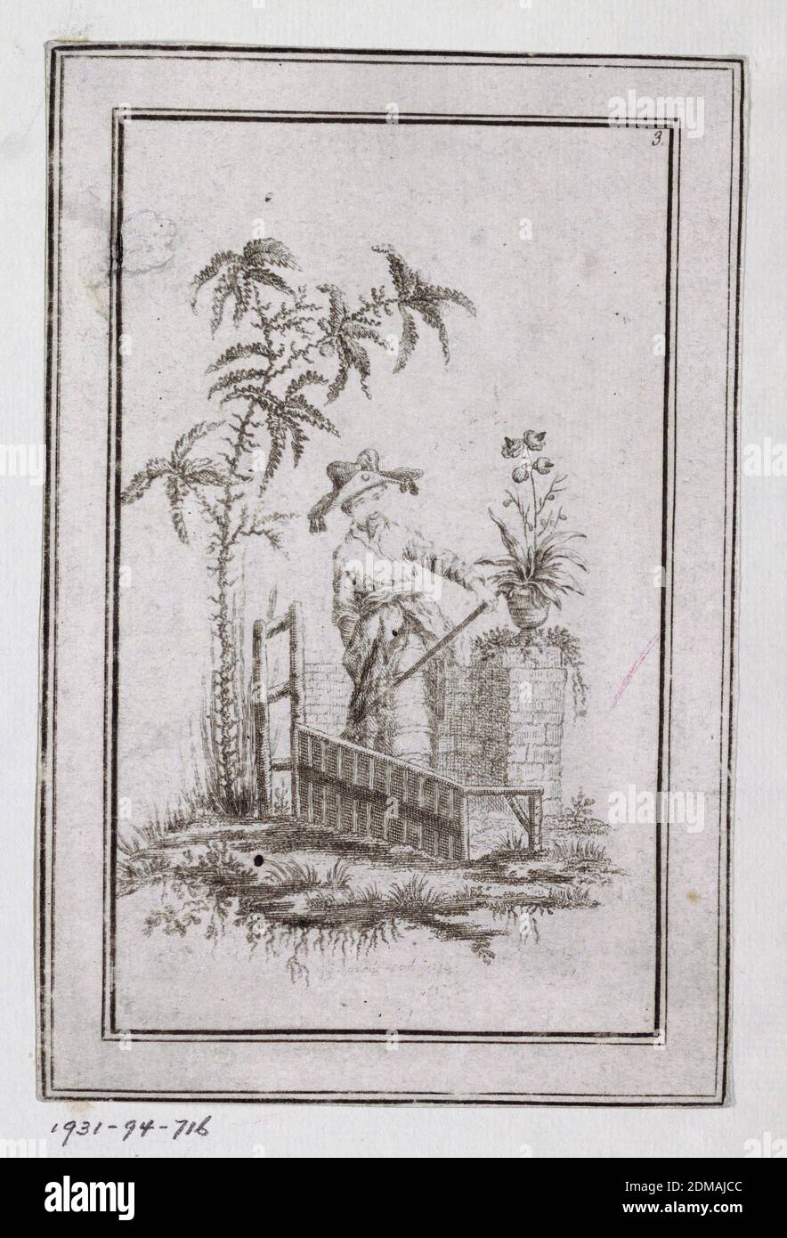 Chinoiserie, Jean-Baptiste Pillement, French, 1728–1808, Engraving on paper, France, Europe, 18th century, Print Stock Photo