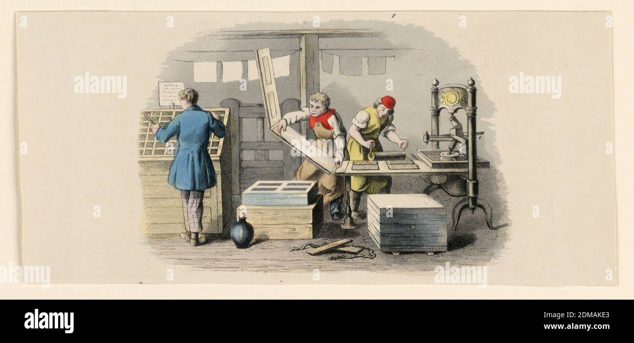 A Printing Shop, Engraving on paper, England, Print Stock Photo Alamy
