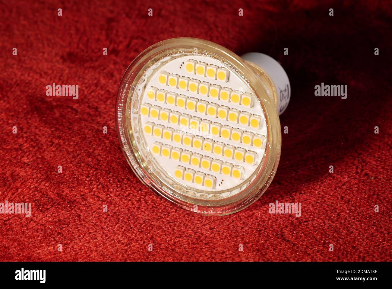 Close-up of a lamp bulb made of yellow SMD LEDs Stock Photo