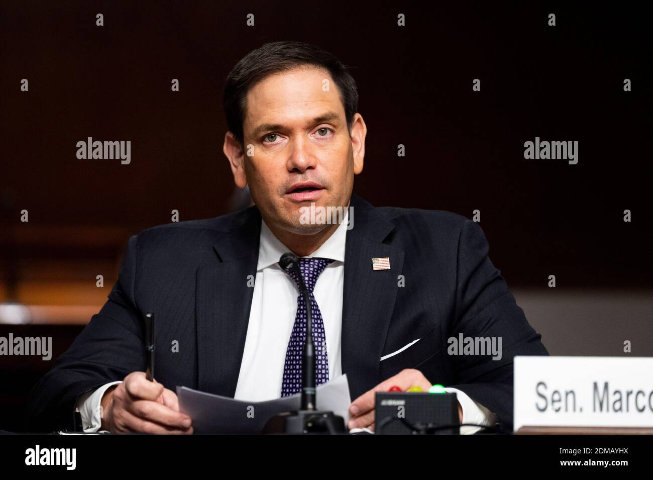 Washington, DC, USA. 16th Dec, 2020. December 16, 2020 - Washington, DC, United States: U.S. Senator MARCO RUBIO (R-FL) speaking at a hearing of the Senate Judiciary Committee's Subcommittee on Border Security and Immigration examining Hong Kong's pro-democracy movement through United States refugee policy. Credit: Michael Brochstein/ZUMA Wire/Alamy Live News Stock Photo