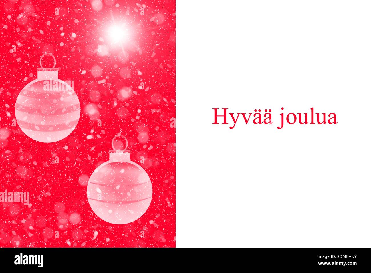 A "Hyvaa joulua" Finnish text with Christmas tree ornament illustration