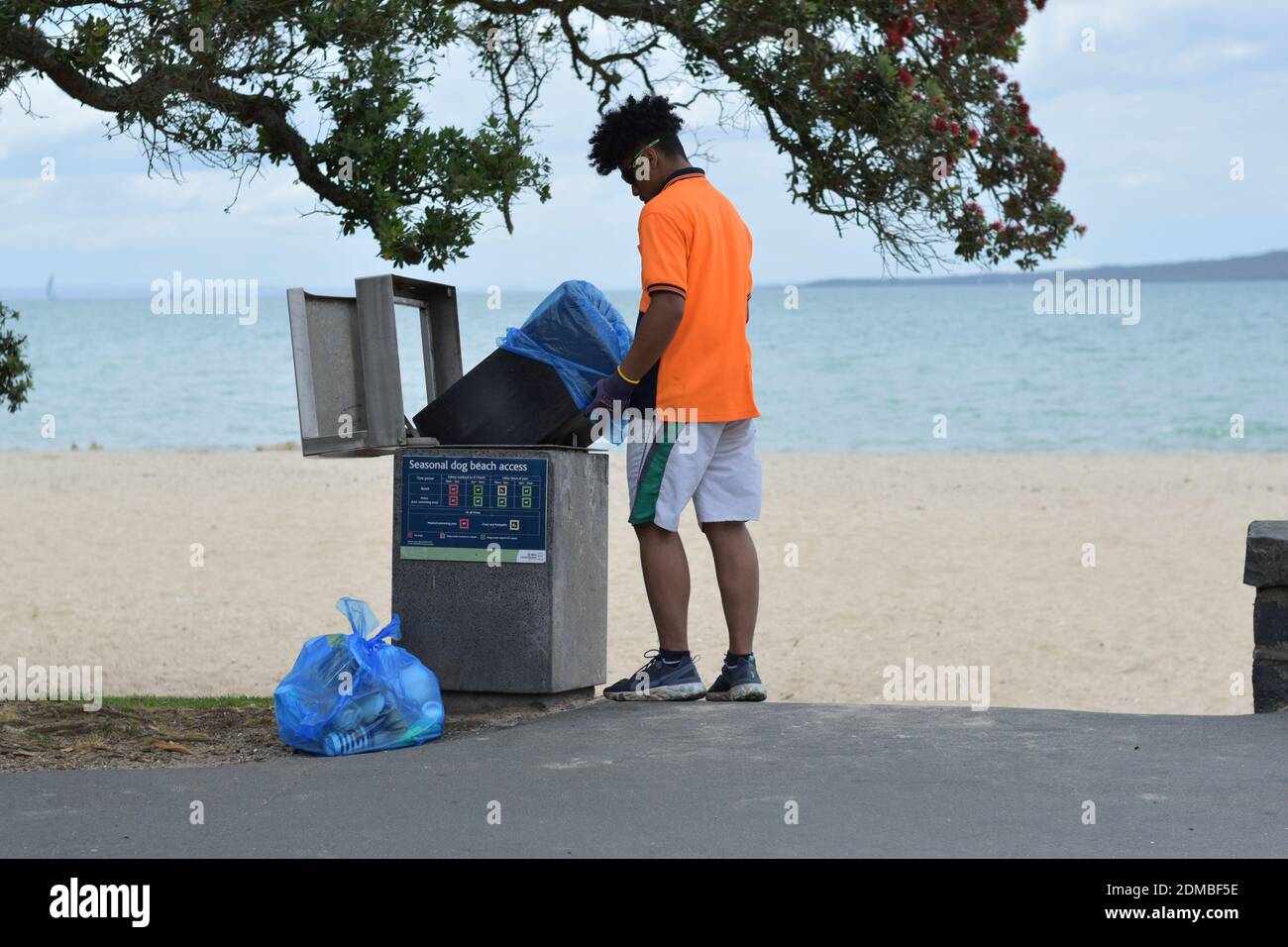 AUCKLAND, NEW ZEALAND Dec 09, 2020 View of waste management worker