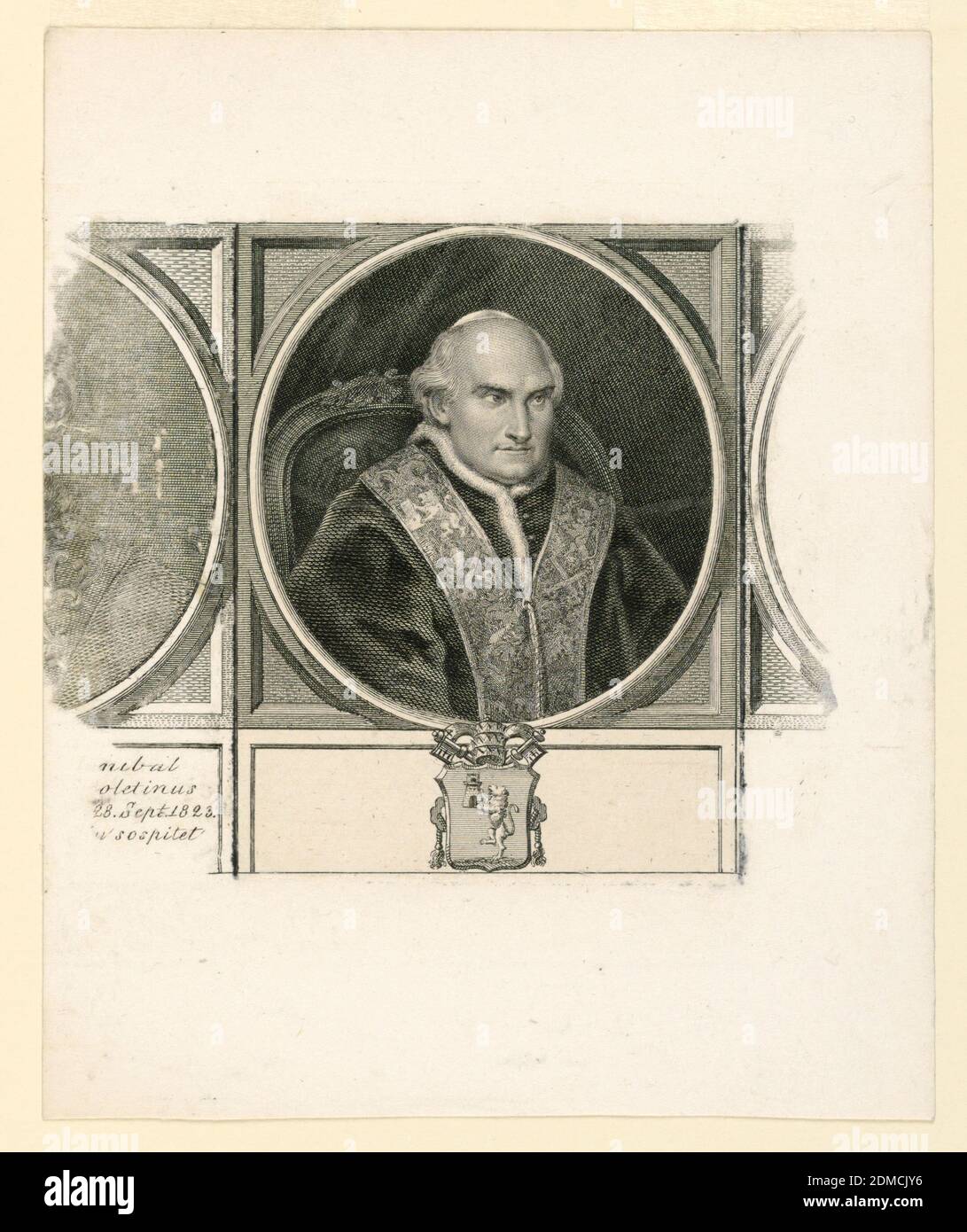 Pius 8th Portrait of Pope Pius VIII (1829-1830), Engraving on paper, Half-length ...