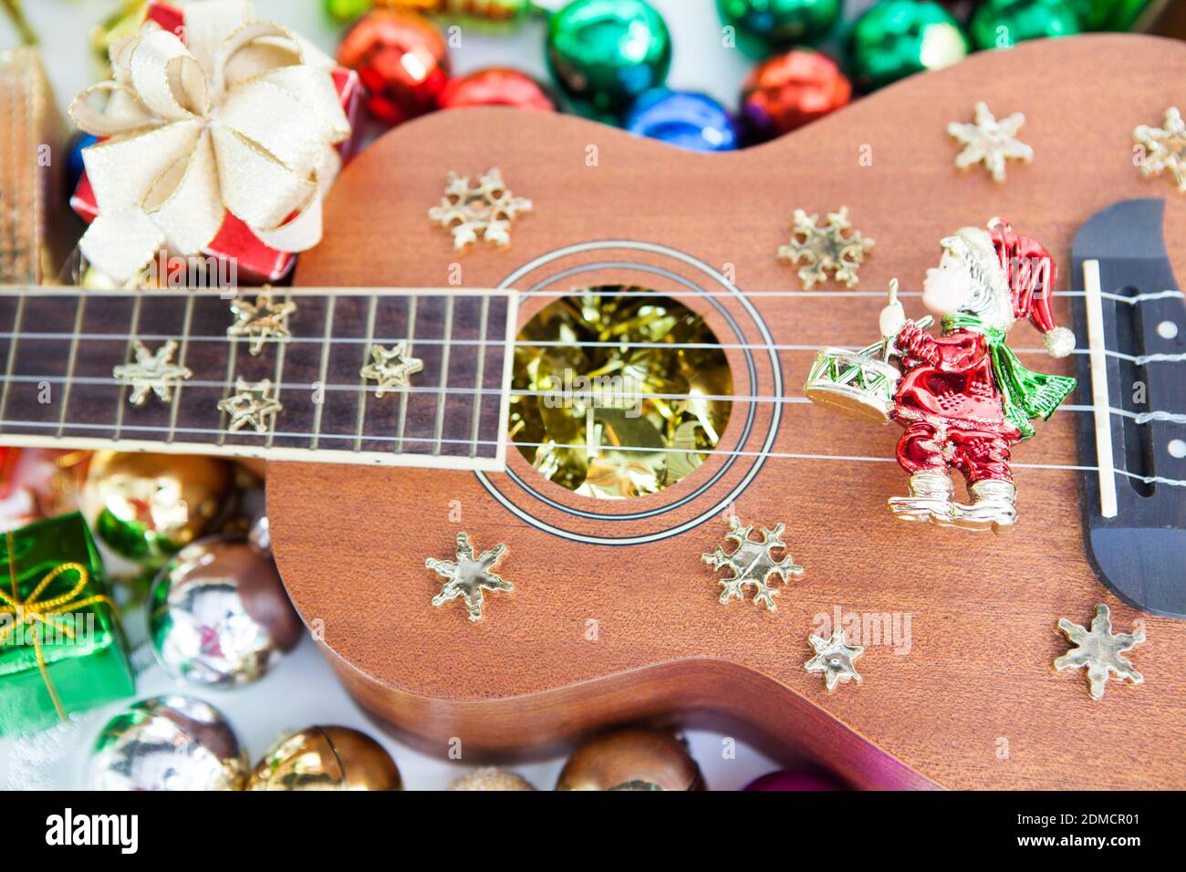 Gift Box Angel And Ukulele Toy Decoration Or New Year Concept Ornaments Stock Photo Alamy