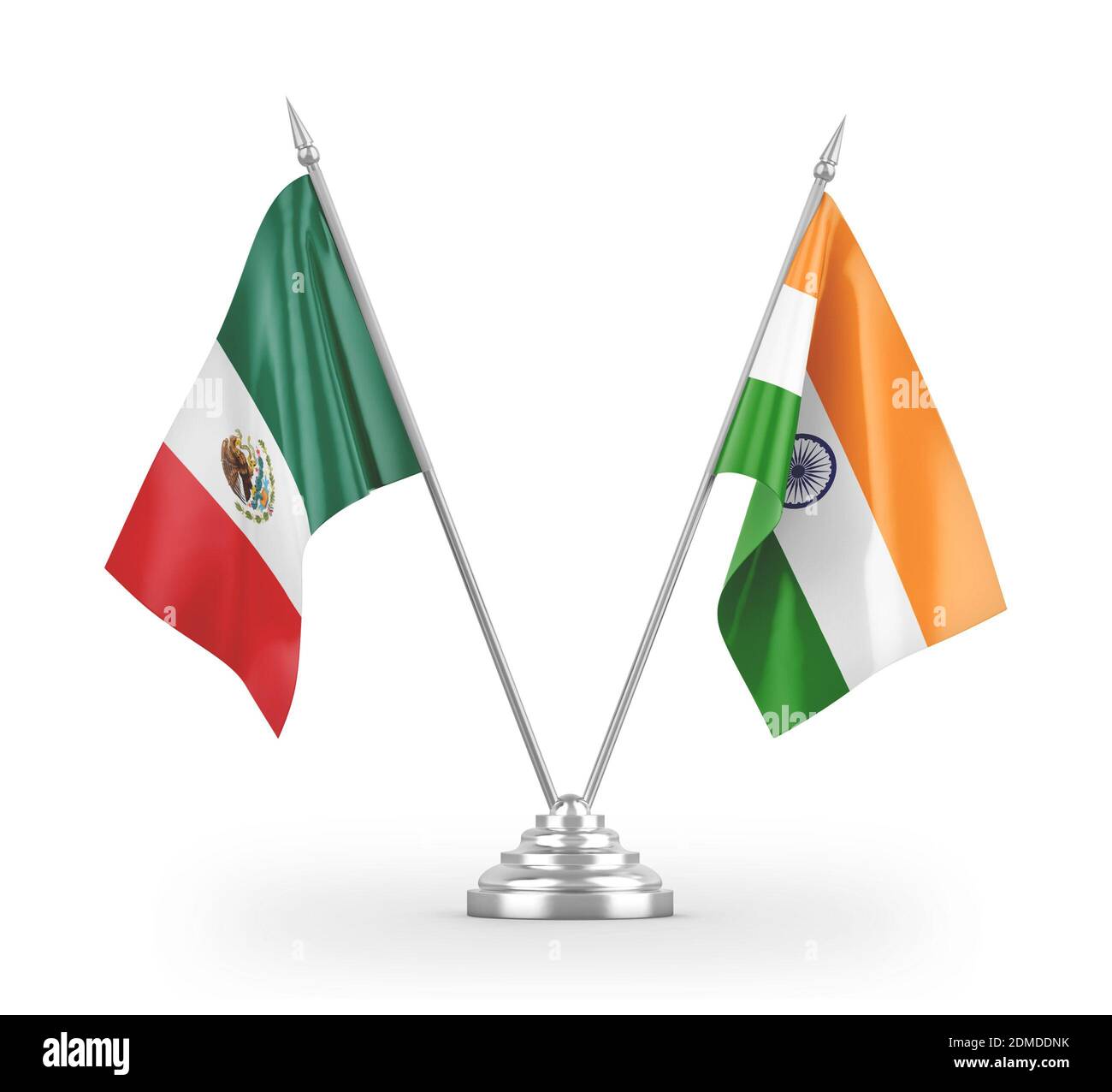 India and Mexico table flags isolated on white 3D rendering Stock Photo ...