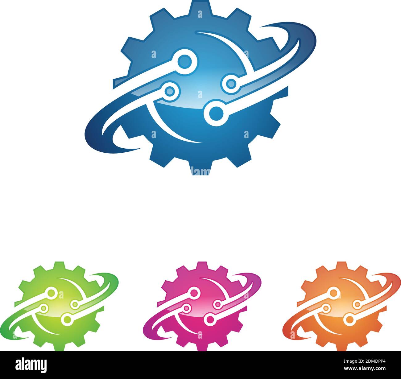Creative, fun and colorful gear design with orbit rings. Technology