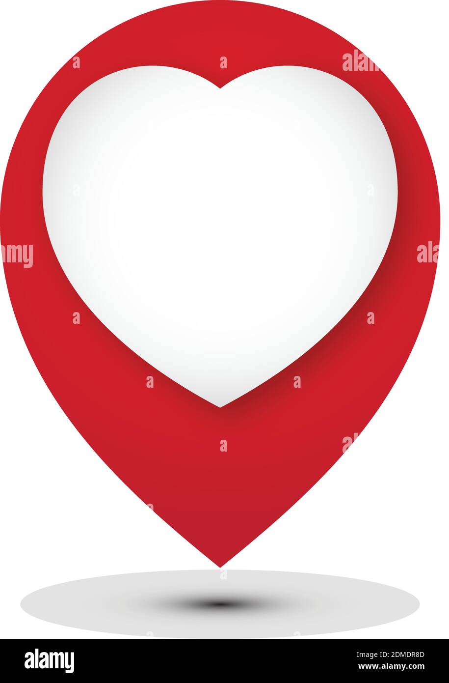 Creative design love icon on the location mark with red color. Location ...