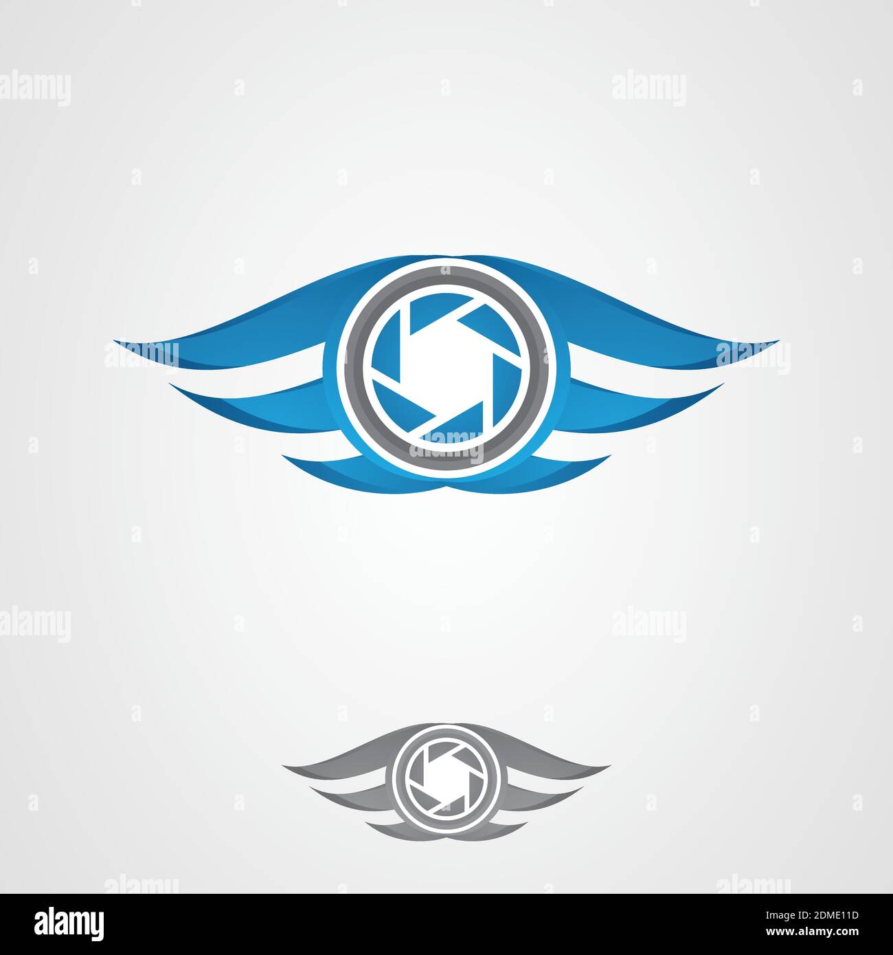 Vector for photography icon with wing on the color blue. Fly photography icon vector. Vector illustration EPS.8 EPS.10 Stock Vector
